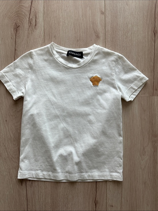Versace Other - Versace Kids Cream Short Sleeve Tee with Gold Medusa Patch